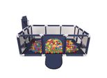 Selonis Playpen Grande Parco Giochi Con 100 Palline Playpen Per Bambini, Blu Scuro:Giallo/Verde/Blu/Rosso/Arancio