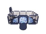 Selonis Playpen Grande Parco Giochi Con 400 Palline Playpen Per Bambini, Blu Scuro:Babyblue/Blu/Perla