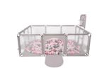 Selonis Playpen Grande Parco Giochi Con 900 Palline Playpen Per Bambini, Grigio:Perla/Grigio/Trasparente/Rosa Polvere