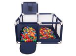 Selonis Box Con Cesto E 100 Palline Box Per Bambini, Blu:Verde/Giallo/Blu/Rosso/Arancio