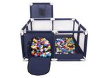 Selonis Box Con Cesto E 900 Palline Playpen Per Bambini, Blu:Nero/Bianco/Blu/Rosso/Giallo/Turchese