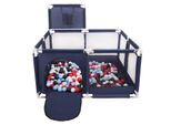 Selonis Box Con Cesto E 400 Palline Box Per Bambini, Blu:Nero/Bianco/Rosso/Babyblue