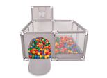Selonis Box Con Cesto E 900 Palline Box Per Bambini, Grigio:Giallo/Verde/Blu/Rosso/Arancio