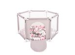 Selonis Box Esagonale Con 100 Palline Box Per Bambini, Grigio:Bianco/Grigio/Rosa Cipria