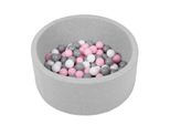 Piscina Per Bambini Selonis Con Palline 70X30Cm/150 Palline Rotonde, Grigio Chiaro: Bianco/Grigio/Rosa Polvere