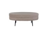 Pouf Otto, Poggiapiedi In Tessuto Teddy Beige, Nero.