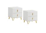 Sobuy Fbt115-Wx2 Comodino Set Di 2 Con 2 Cassetti Per Letto A Molle Divano Tavolino 2 Pezzi Tavolino Da Telefono Comodino Cassettiera Bianca Wd Circa: 40X47X40Cm