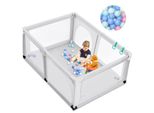Costway 120 X 190 Cm Con 50 Palline, Box Con Rete Traspirante E Cerniera, Cancelletto Per Gattonare A 2 Ante, Tenda Per Bambini E Neonati (Grigio)