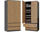 Armadio Guardaroba 90 Cm Con Cassetti Taavi - Rovere Artisan / Antracite