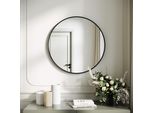 Sonni Specchio Da Parete Specchio Per Il Trucco Rotondo 40Cm Con Cornice In Alluminio Specchio Nero Specchio Appeso
