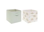 Set Di 2 Scatole Portaoggetti Per Bambini - Cartone - Verde - Atmosphera CréAteur D'intéRieur