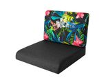 Pillowprim, Cuscino Per Poltrona In Rattan, Esterno, Cuscino, Cuscino Per Pallet, Cuscino Per Seduta, Mobili In Rattan, Nero + Foglie Colorate, 70 X 70 Cm