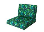 Pillowprim, Cuscino Per Poltrona In Rattan, Esterno, Cuscino, Cuscino Per Pallet, Cuscino Per Seduta, Mobili In Rattan, Foglie Blu, 70 X 70 Cm