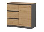 Cassettiera Con Anta E Cassetti Elbe - Rovere Artisan / Antracite