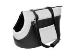 Borsa Da Trasporto Per Cani E Gatti | Borsa A Tracolla Per Animali Domestici Con Cinghia Elastica Con Moschettone | Fino A 12 Kg | Similcuoio | L | Nero E Bianco