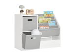 Sobuy KMB76-W Scaffale Per Bambini Scaffale Per Bambini Con Scatole Scaffale Per Giocattoli Per Bambini Mobili Per Camerette Bianche Wht Circa 80X61X30Cm