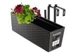 Kadax Vaso Da Fiori Con Inserto "Murano"", 56 Cm, Con Supporti, Motivo Rattan, Grafite"
