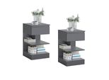Sobuy Set Di 2 Comodini Comodino Stretto Con 1 Cassetto E 2 Ripiani Tavolino Moderno Mobile Contenitore Per La Camera Da Letto Fbt49-Hgx2