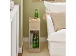 Sobuy FBT111-N Comodino Con Cassetto Per Letto A Molle Tavolo Da Divano Tavolino Stretto Comodino Cassettiera Naturale Wd Ca. 20X60X35Cm