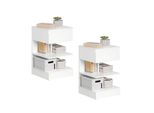 Sobuy Set Di 2 Comodini Comodino Stretto Con 1 Cassetto E 2 Ripiani Tavolino Moderno Mobile Contenitore Per La Camera Da Letto Fbt49-Wx2