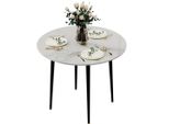 Wisfor Tavolo Da Pranzo In Marmo, Tavolo Da Cucina Rotondo Per 2-4 Persone, Tavolo Con Gambe In Metallo Antiscivolo, Design Moderno