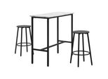 Homcom Set Di Tavolo Da Bar Con Sgabelli Da Bar, Set Di Tavolo Da Bar Da 3 Pezzi, Tavolo Da Pranzo Con 2 Sgabelli Da Bar, Gruppo Da Pranzo, Tavolo Da Bar, Tavolo Da Cucina Per Sala Da Pranzo, Acciaio, Bianco, Nero