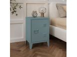 Comodino 'Inari' Con Maniglia A Sinistra In Acciaio 57 X 40 X 30 Cm Grigio Blu
