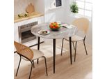 Tavolo Da Pranzo Wisfor In Marmo, Tavolo Da Cucina Rotondo Per 2-4 Persone, Tavolo Con Gambe In Metallo Antiscivolo, Design Moderno, Grigio Chiaro