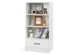 Libreria Costway 120 Cm Con Cassetti, Scaffale In Legno A 4 Livelli, Ripiano In Piedi (Bianco)