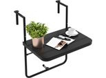 Costway Tavolo Da Balcone Da Appendere, Tavolo Da Balcone Pieghevole Da Appendere Con Altezza Regolabile In 3 Fasi, Tavolo Pieghevole Da Appendere Resistente Alle Intemperie, Per Ringhiere Di Balconi, 60 X 40 Cm, Antracite