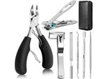 Inf Set Pedicure Con Forbicine Per Unghie, Tagliaunghie, Lima Per Unghie Nero