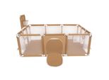 Selonis Playpen Grande Parco Giochi Per Bambini Con 400 Palline Playpen Per Bambini, Beige:Beige Pastello/Blu Pastello/Giallo Pastello/Menta