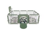 Selonis Playpen Grande Parco Giochi Per Bambini Con 200 Palline Playpen Per Bambini, Verde: Turchese Scuro/Grigio/Bianco/Menta