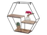 Scaffale Da Parete HWC-K76, Scaffale Pensile Scaffale Galleggiante, 3 Ripiani Metallo Legno Massiccio Industriale 43X49X11Cm ~ Natura