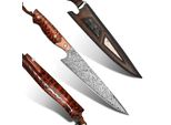 Coltello Da Cucina In Damasco Harahu TA-26677 - Marrone KP26677