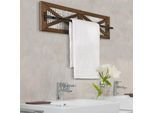 Portasciugamani In Legno Massello 60X15 Cm Marrone Rustico Per Cucina E Bagno