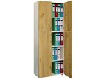 Armadio Ufficio Lona Rovere Bianco / Miele L. 70 X A. 184 X P. 40 Cm