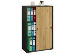 Armadio Ufficio Lona Antracite / Miele Di Quercia L. 70 X A. 111 X P. 40 Cm