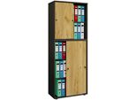 Armadio Ufficio Lona Antracite / Miele Di Quercia L. 70 X A. 184 X P. 37 Cm