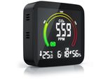 Brandson - Tester Di Qualità Dell'aria Con Rilevatore Di CO2, Sensore Di Anidride Carbonica Con Misurazione Ppm, Indicatore Di Co2, Allarme Di Ventilazione Dell'aria Interna, Sveglia, Termometro Di Temperatura, Igrometro Di Umidità