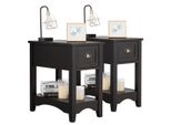 Costway Set Di 2 Tavolini Con Cassetto E Ripiano, Tavolino Da Divano A 2 Livelli, Comodino Stretto, Tavolino Da Salotto, Camera Da Letto, 56 X 33