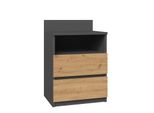 Comodino Con 2 Cassetti In Antracite E Rovere Artisan (L:40 Cm X H:59 Cm X P:32 Cm)