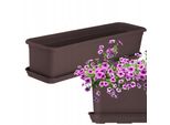 Fioriera Kadax Con Sottovaso "Evron"", In Plastica, Vaso Per Fiori Per Balcone, Terrazza, Davanzale, 60 Cm, Marrone"