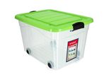 Contenitore In Plastica Kadax Con Rotelle, Contenitore Per Organizzazione, Contenitore Con Coperchio Verde, 60L