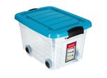 Contenitore In Plastica Kadax Con Ruote, Contenitore Per Organizzazione, Contenitore Con Coperchio Blu, 20L