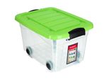 Contenitore In Plastica Kadax Con Ruote, Contenitore Per Organizzazione, Contenitore Con Coperchio Verde, 20L