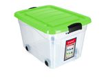 Contenitore In Plastica Kadax Con Ruote, Contenitore Per Organizzazione, Contenitore Con Coperchio Verde, 40L