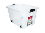 Contenitore In Plastica Kadax Con Ruote, Contenitore Per Organizzazione, Contenitore Con Coperchio Trasparente, 60L