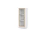 Libreria Base 1 Anta In Vetro Bianco, Struttura Decoro Rovere.