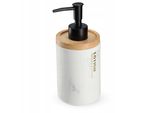 Dispenser Per Sapone Kadax "Colmar"", Dispenser Per Sapone Liquido Con Coperchio In Bambù, Bianco, 17,5 Cm"